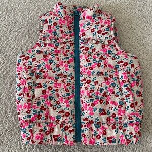Osh Kosh Puffer Vest Size 12 Months Baby Girl Blue Pink Floral Outerwear Holiday
